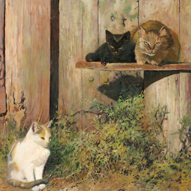 Два кота и кошечка