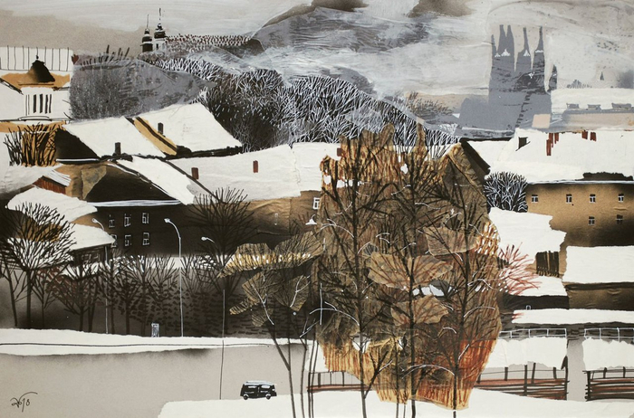 Лист 3 из серии "Зима в Вильнюсе".