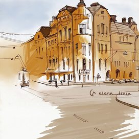 my illustration in sketchbook, Saint-Petersburg