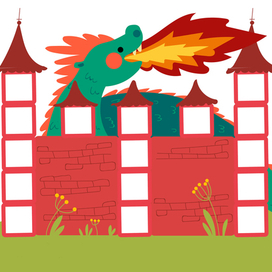 Наклейки "Квадратики", дракон