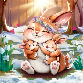 Мама с зайчатами