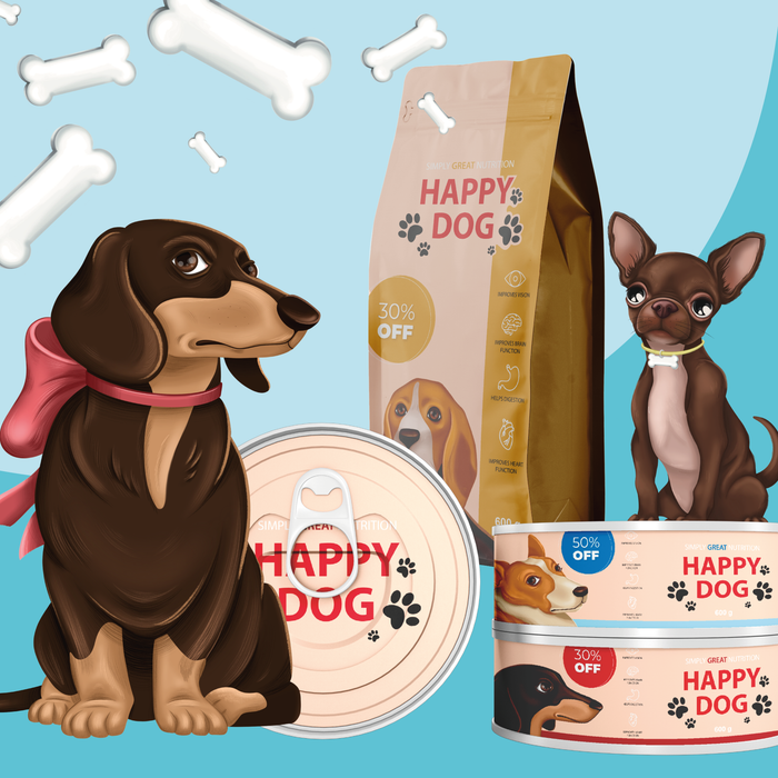 Иллюстрации для упаковки корма для собак