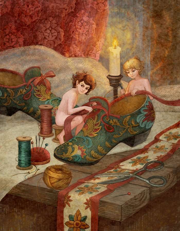 Немецкая сказка. Гномы шьют башмачки