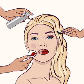 Девушка до и после макияжа