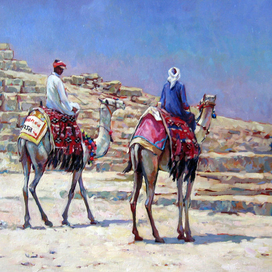 Бедуины на верблюдах.