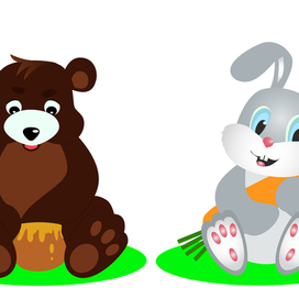 детские картинки - медведь и заяц