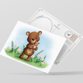 Детская открытка с мишкой