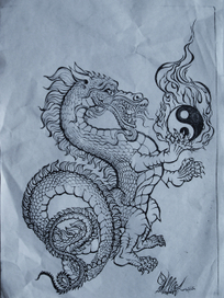 Тату для бойцовского клуба.Дракон. Смесь восточного и европейского.