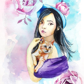 Девушка и кот