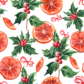 паттерн с остролистом и апельсином