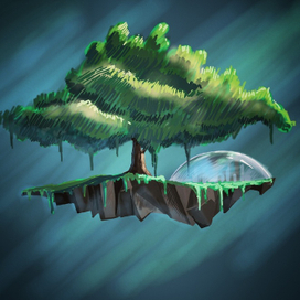 Порящий остров с городом