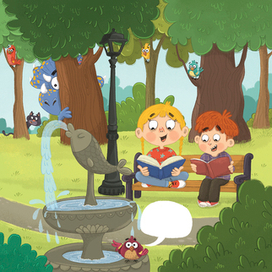 Иллюстрация к книге Olivia Haas "Opposites with a Dinosaur"