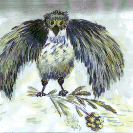 Птица с цветком