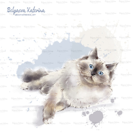 Все любят котиков (диджитал акварель)