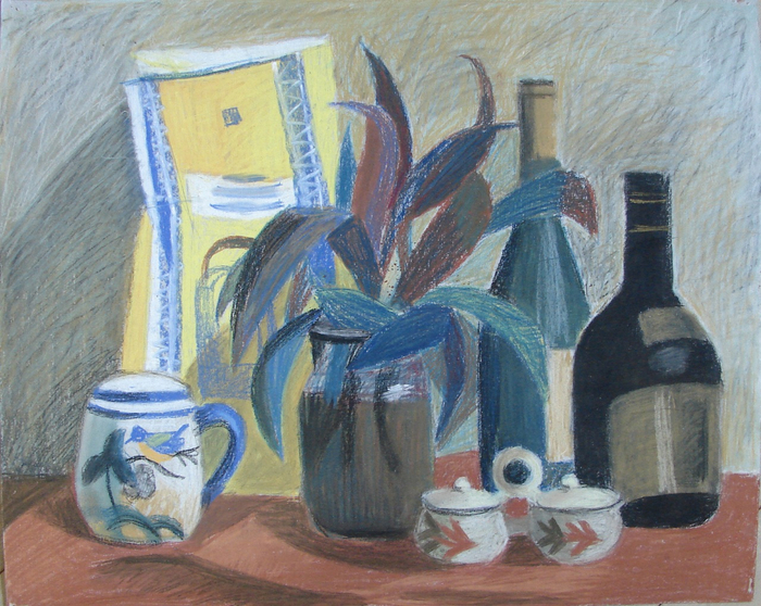 натюрморт с солонкой и бутылками