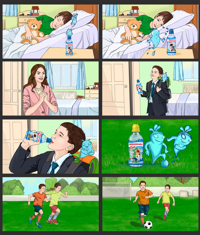 Раскадровка для рекламного ролика.