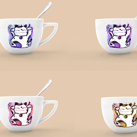 Чашка с манеки-неко