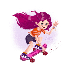 Девочка на скейтборде (стилизация)
