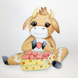 Бычок с сердечками