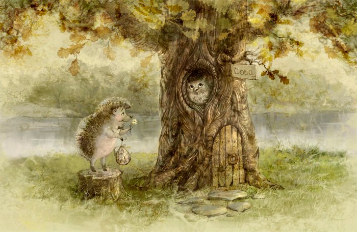 Дуб на берегу реки. Поздравление