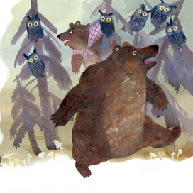 Но Медведю воевать неохота:Ходит-ходит он, Медведь, круг болота.