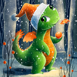 Драконч в зимнем лесу