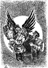 Иллюстрации к произведению И. Шмелёва "Солнце мёртвых" . Бумага А4, тушь, перо.