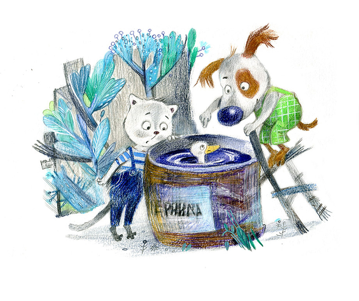 Песик Чернильныйнос и его друг кот Павлик! Не спрашивайте, что там они делают))