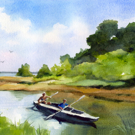 Июль. Волжская протока.