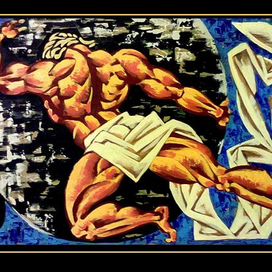 "Сизиф" бумага, акрил, 68х39 см, 2016г.  Серия "Мифы и легенды древней Греции".