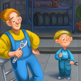 Шмыг с папой в гараже