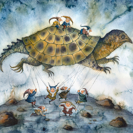 "Танцы в тени монстра 2 " тушь,перо,акварель 2015