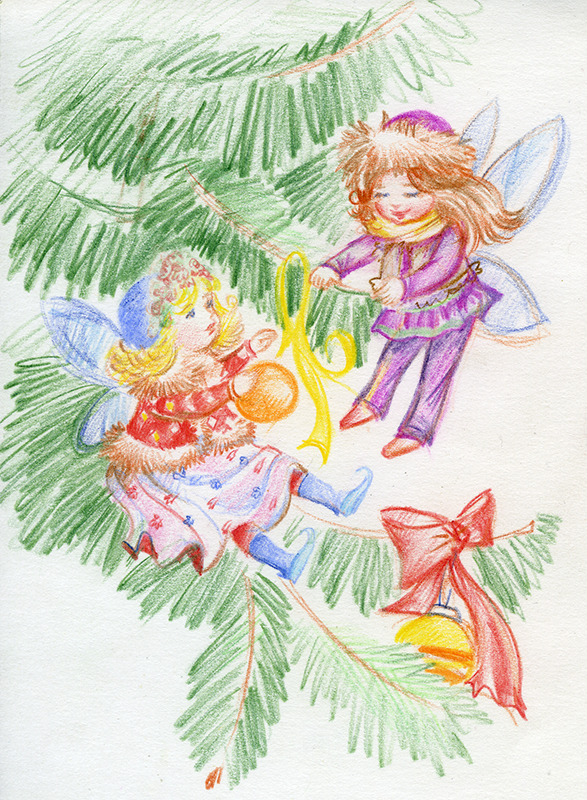 Эльфики наряжают елку