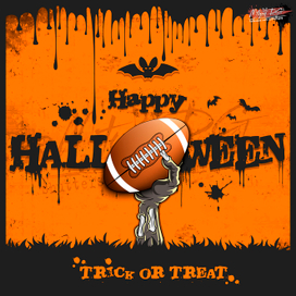 Весёлого Хэллоуина и рука мертвеца с мячом