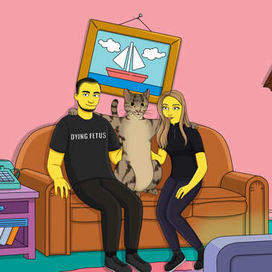 Портрет пары в стиле Симпсонов