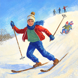 Маленький лыжник и его первая трасса