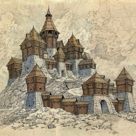 Крепость из камней и палок.