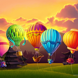 На большом воздушном шаре...