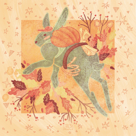 Заяц путешественник с маленьким рюкзачком