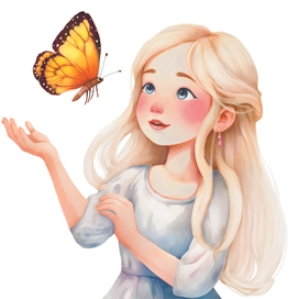 Акварельная девочка с милой бабочкой
