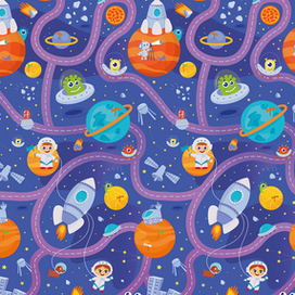 Иллюстрация для детских ковриков космос