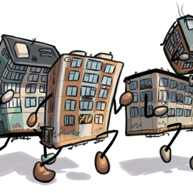 Иллюстрация "убежать из города"