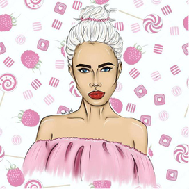 fashion portrait - illustration. Girl. Pink. Beauty