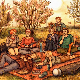 Дети и весенний пикник