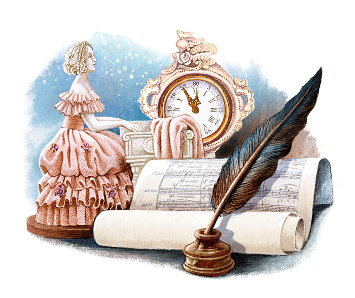 К произведению Марины Дробковой "Шуберт и зимний путь". Издательство " Аквилегия-М".2