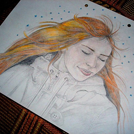 Портрет с фото цветными карандашами.