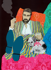 Сергей Довлатов с фокстерьером Глашей.