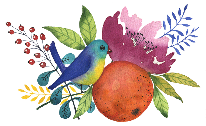 композиция с птичкой