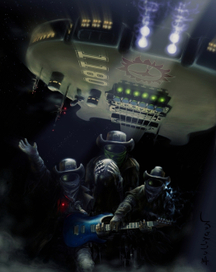 Эскиз постера "Cosmic Сowboy" группы прогрессивной гитарной музыки "Blind Vandal". 