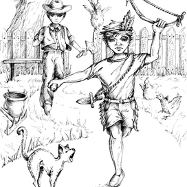 Иллюстрации 1 к книге Игоря Мацкевича "Большая игра в индейцев : приключенческий роман для мальчиков... и девочек, которым нравяся смелые мальчики» для издательства «Проспект»